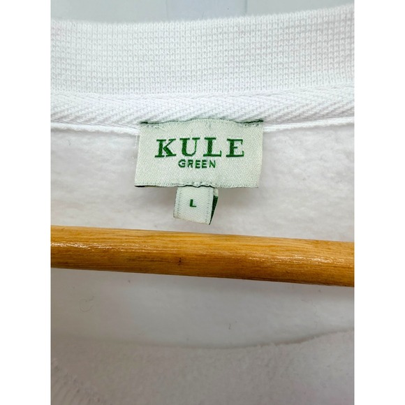 KULE Womens Organic LOVE Sweatshirt L White Green Pullover Crew Casual Lounge - Picture 4 of 9